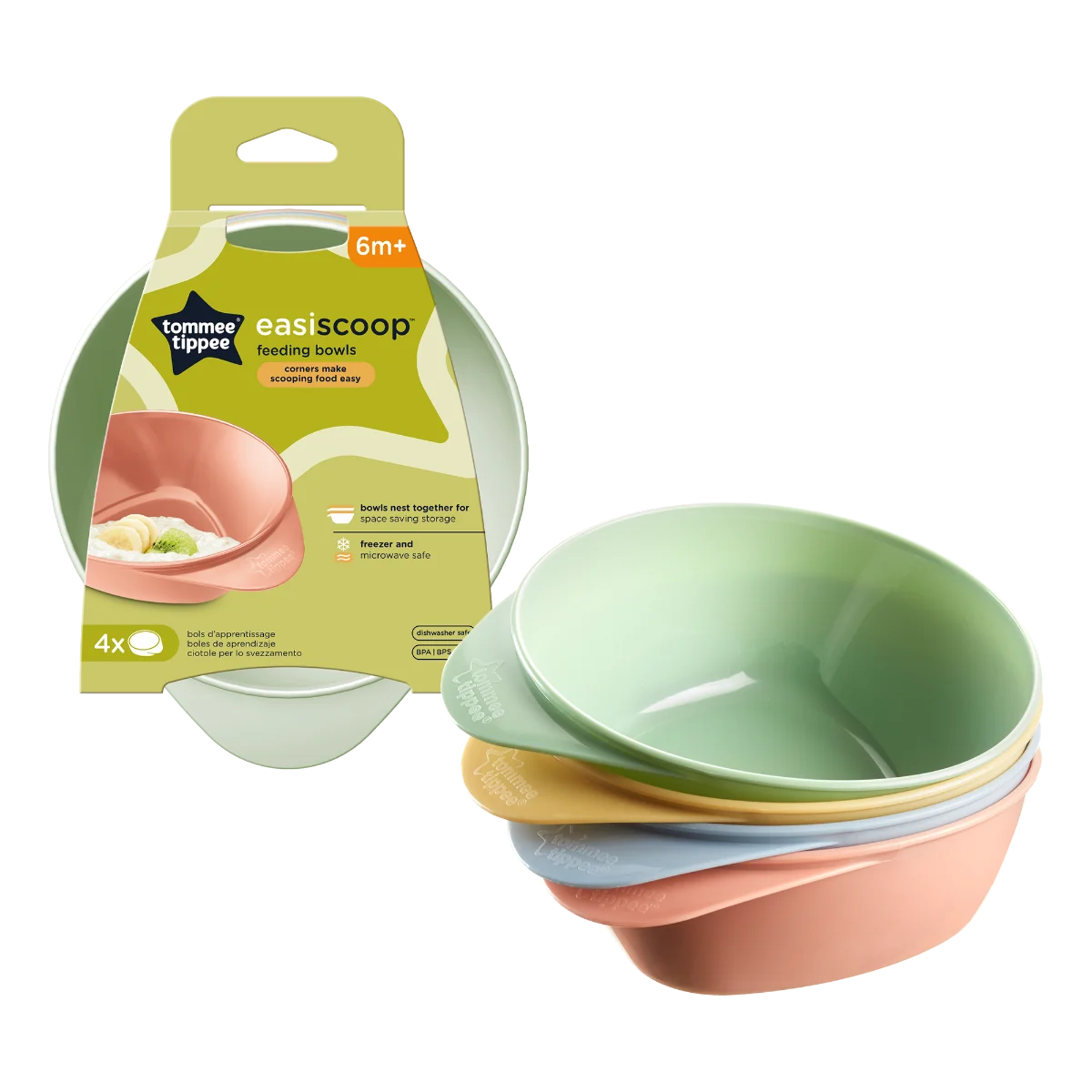 Tommee Tippee Easy Scoop Misky pro snadné nabírání 6m+ 4 ks