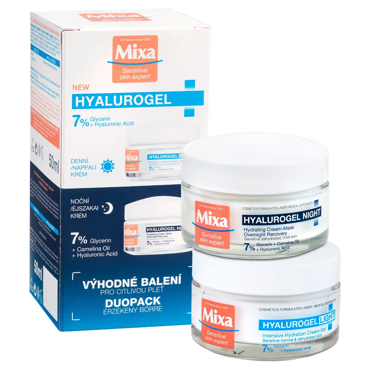 Mixa Hyalurogel Denní a noční krém duopack 2x50 ml