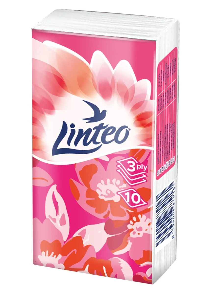 Linteo Papírové kapesníky 3-vrstvé 10x10 ks