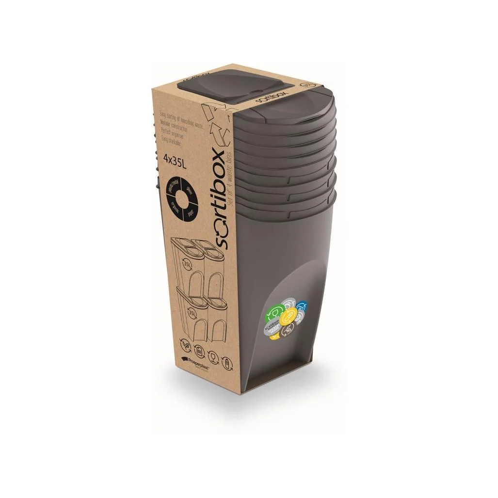 prosperplast Odpadkový koš SORTIBOX 4 x 35 l šedý 