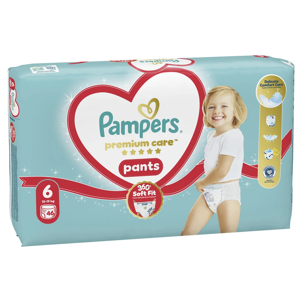 Pampers Premium Care Pants vel. 6 13–19 kg plenkové kalhotky 46 ks