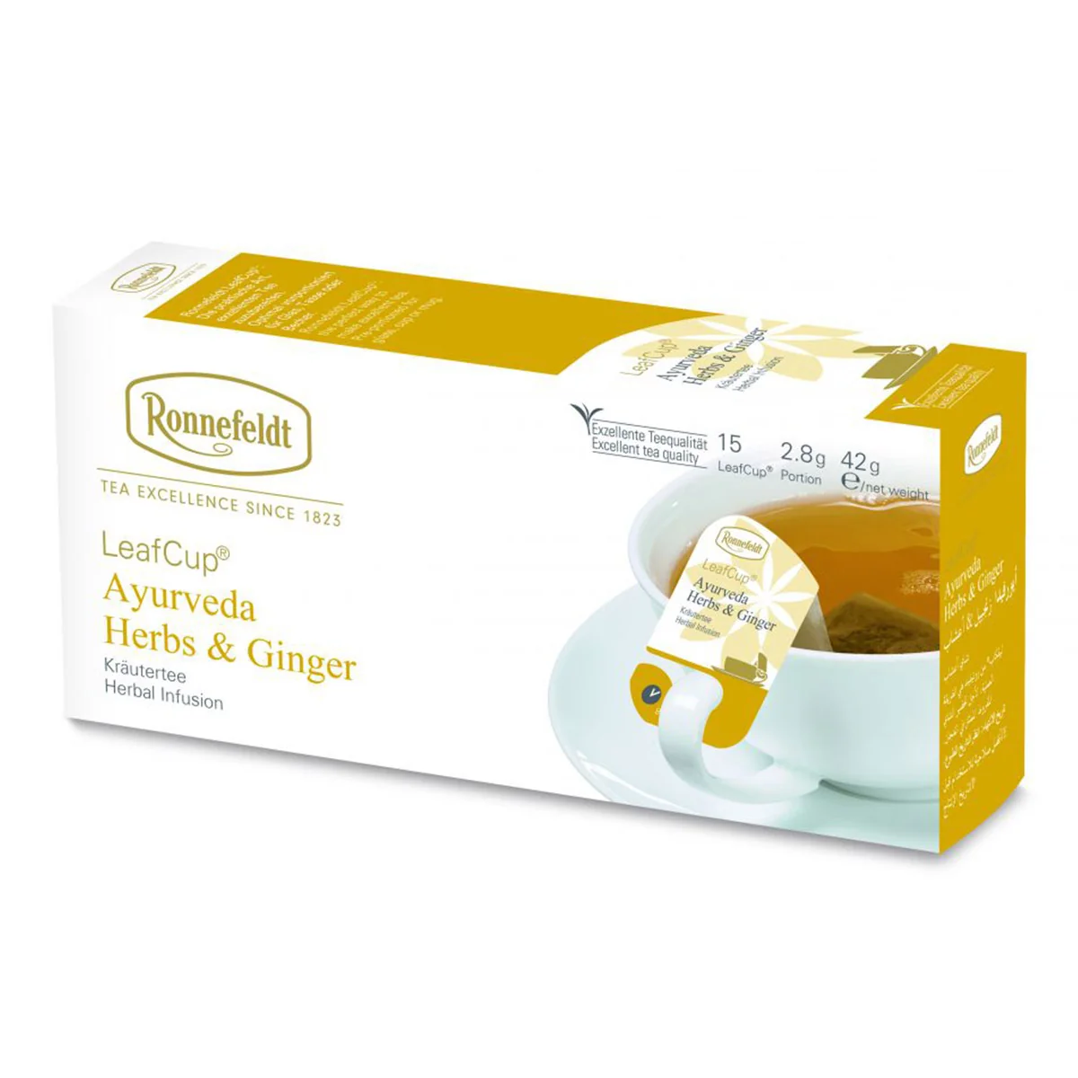 Ronnefeldt LeafCup Ayurveda Herbs & Ginger bylinný porcovaný čaj 15 ks