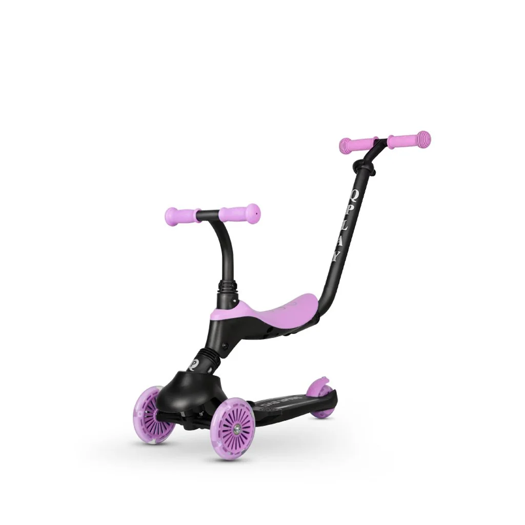 QPlay Koloběžka / odrážedlo Sema Evo s LED světly Violet, věk 1 - 6 let, do 50 kg