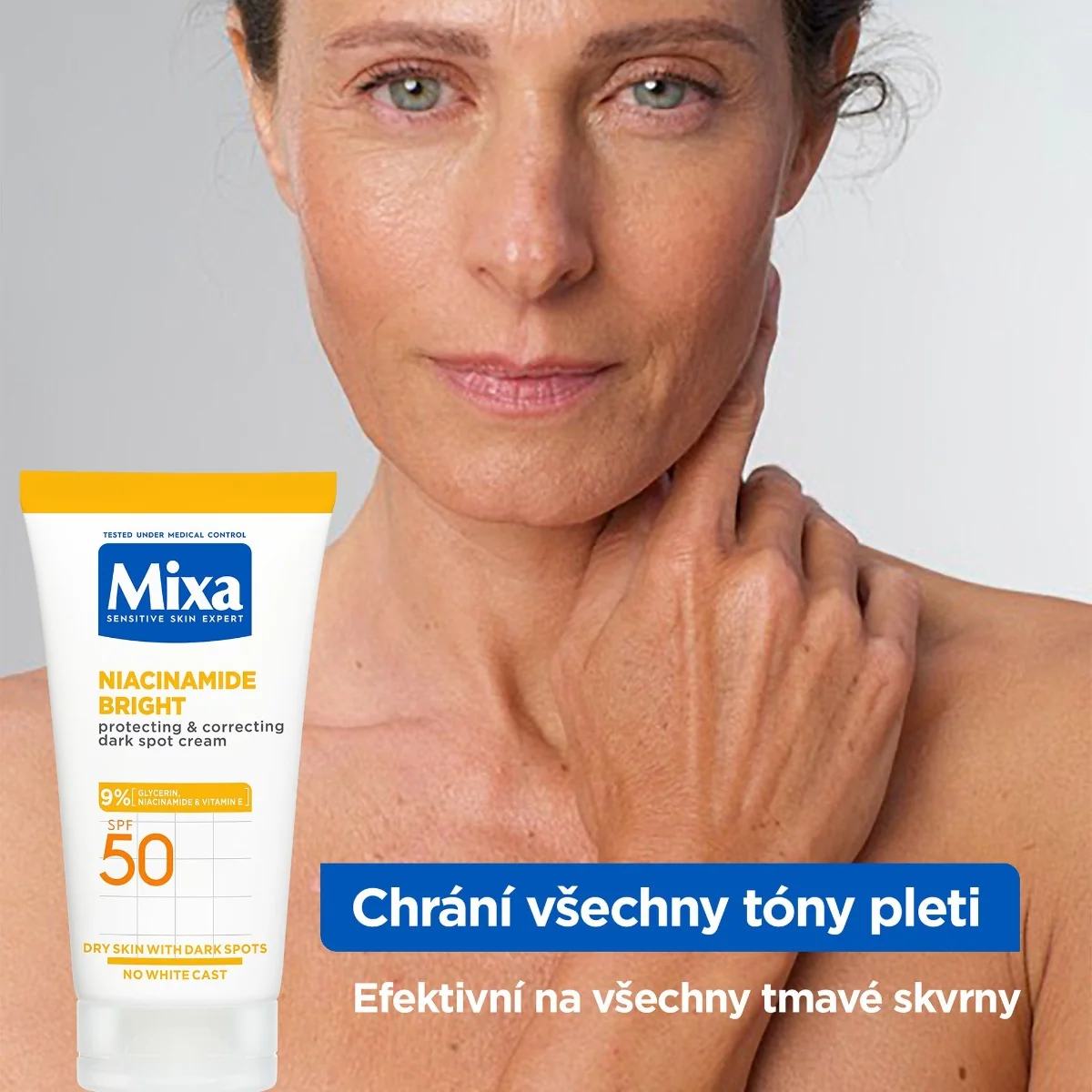 Mixa Niacinamide Bright Krém proti tmavým skvrnám SPF50 50 ml