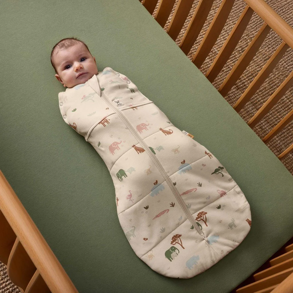 Ergopouch Zavinovačka a vak na spaní 2v1 Cocoon Savannah 0-3 m, 3-6 kg, 2,5 tog