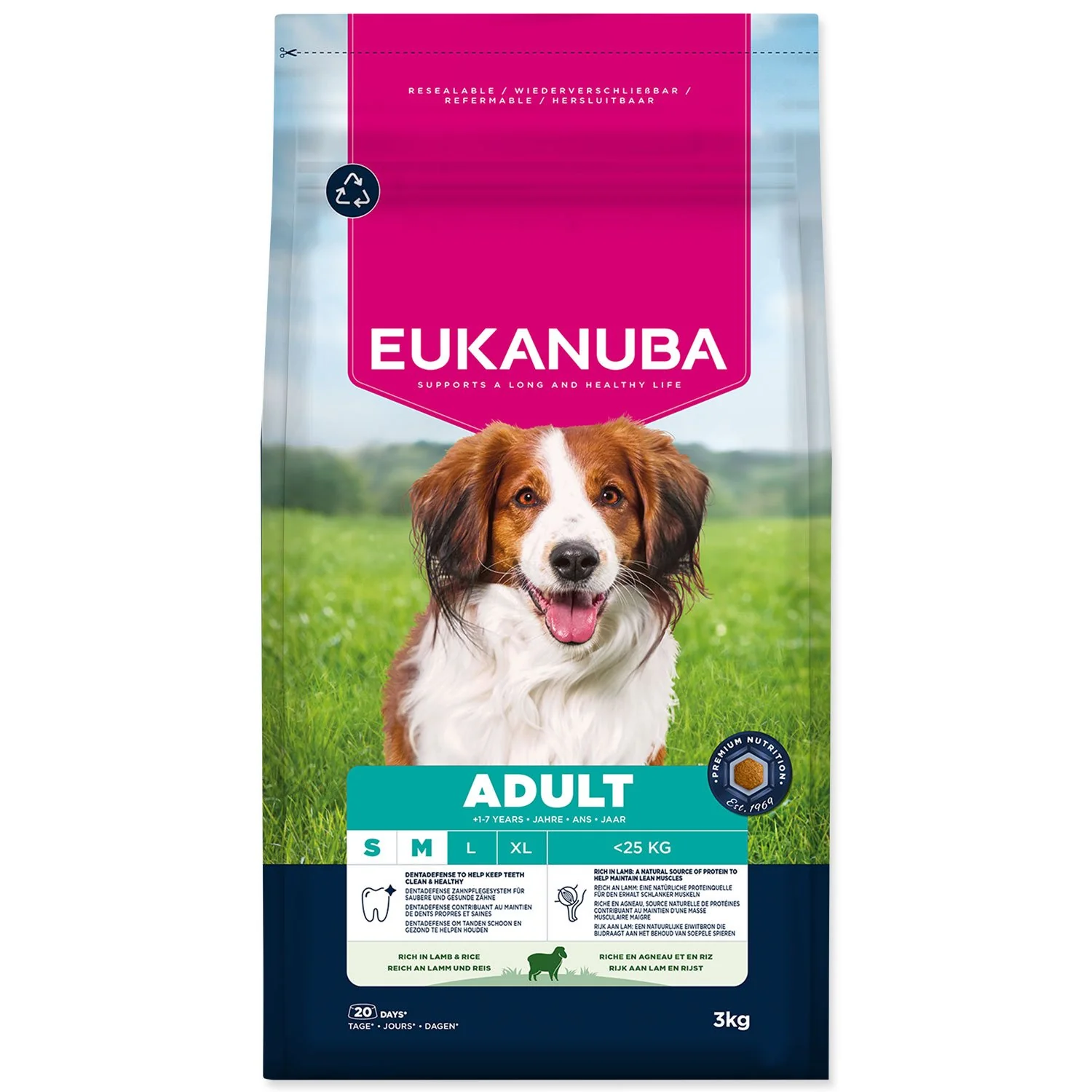 Eukanuba Krmivo Adult Small and Medium breed rich in lamb 3kg