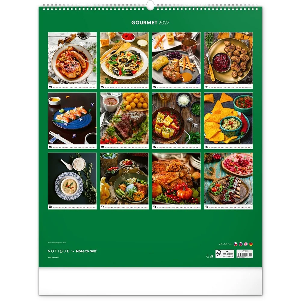 NOTIQUE Nástěnný kalendář Gourmet 2027 48 × 56 cm