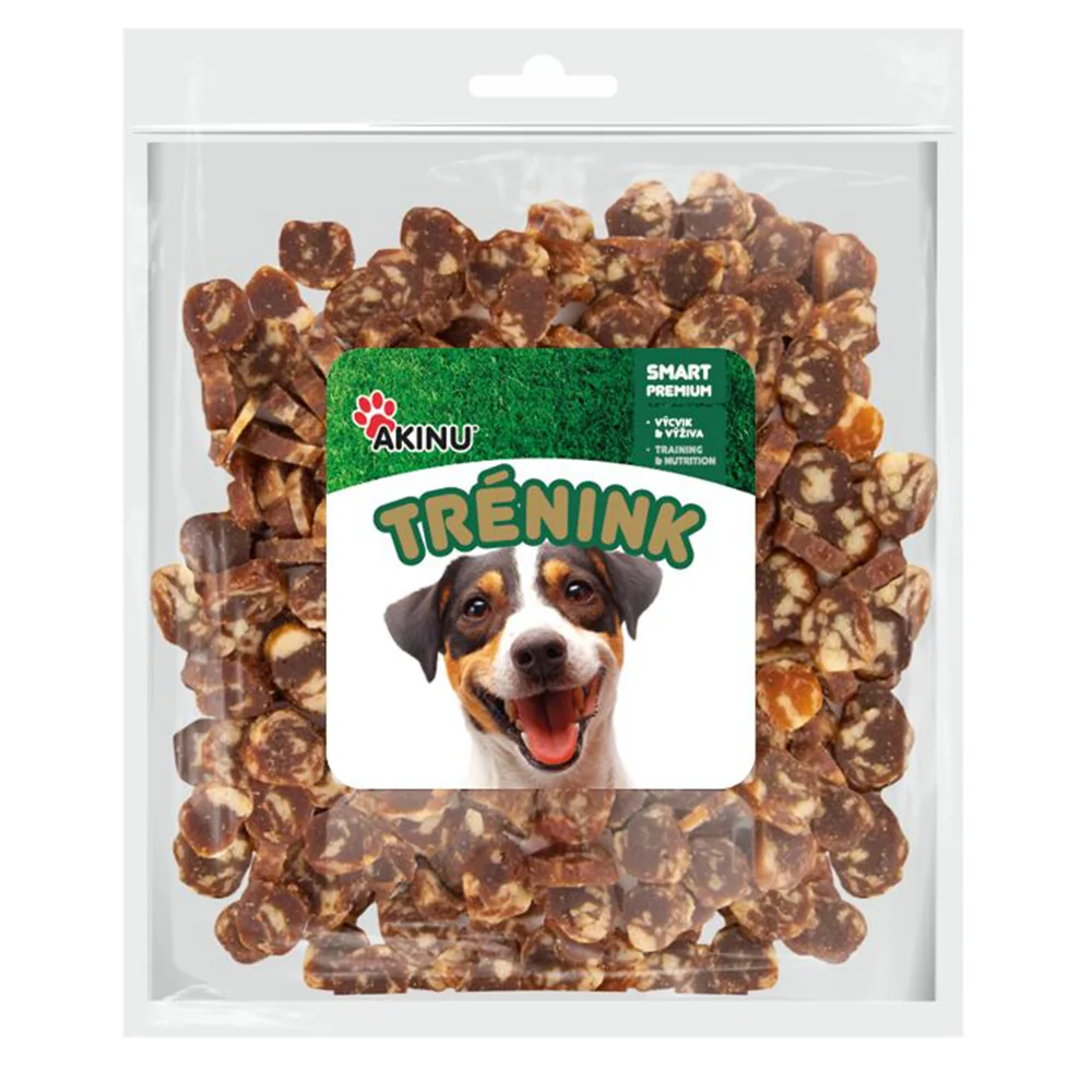 Akinu Trénink Hovězí & treska lupínky pamlsek pro psy 2 x 400 g