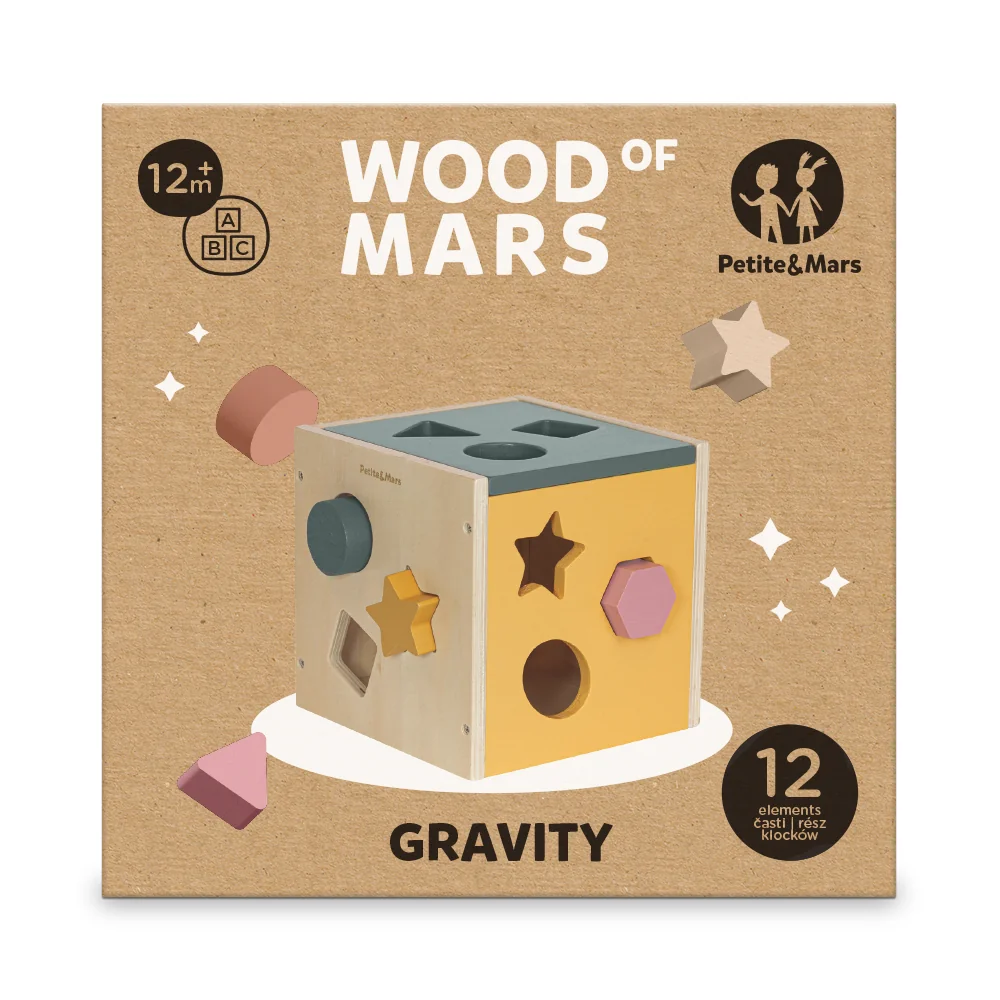 Petite&Mars Hračka dřevěná třídící Gravity Wood of Mars 12m+ Aurora Pink