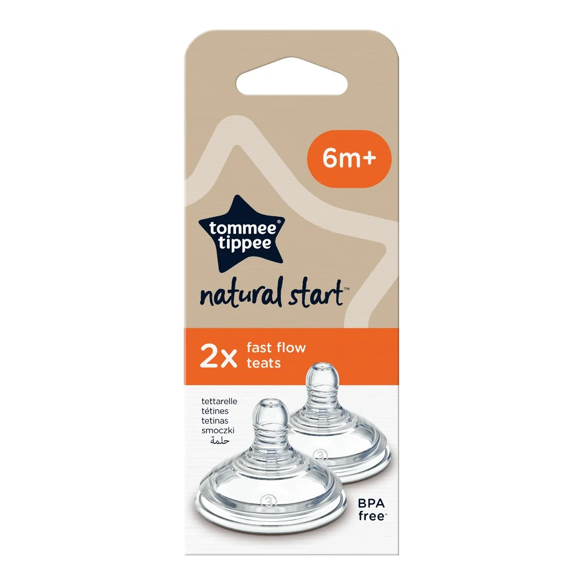 Tommee Tippee Natural Start Anti-Colic Savička na lahev Rychlý průtok 6m+ 2 ks