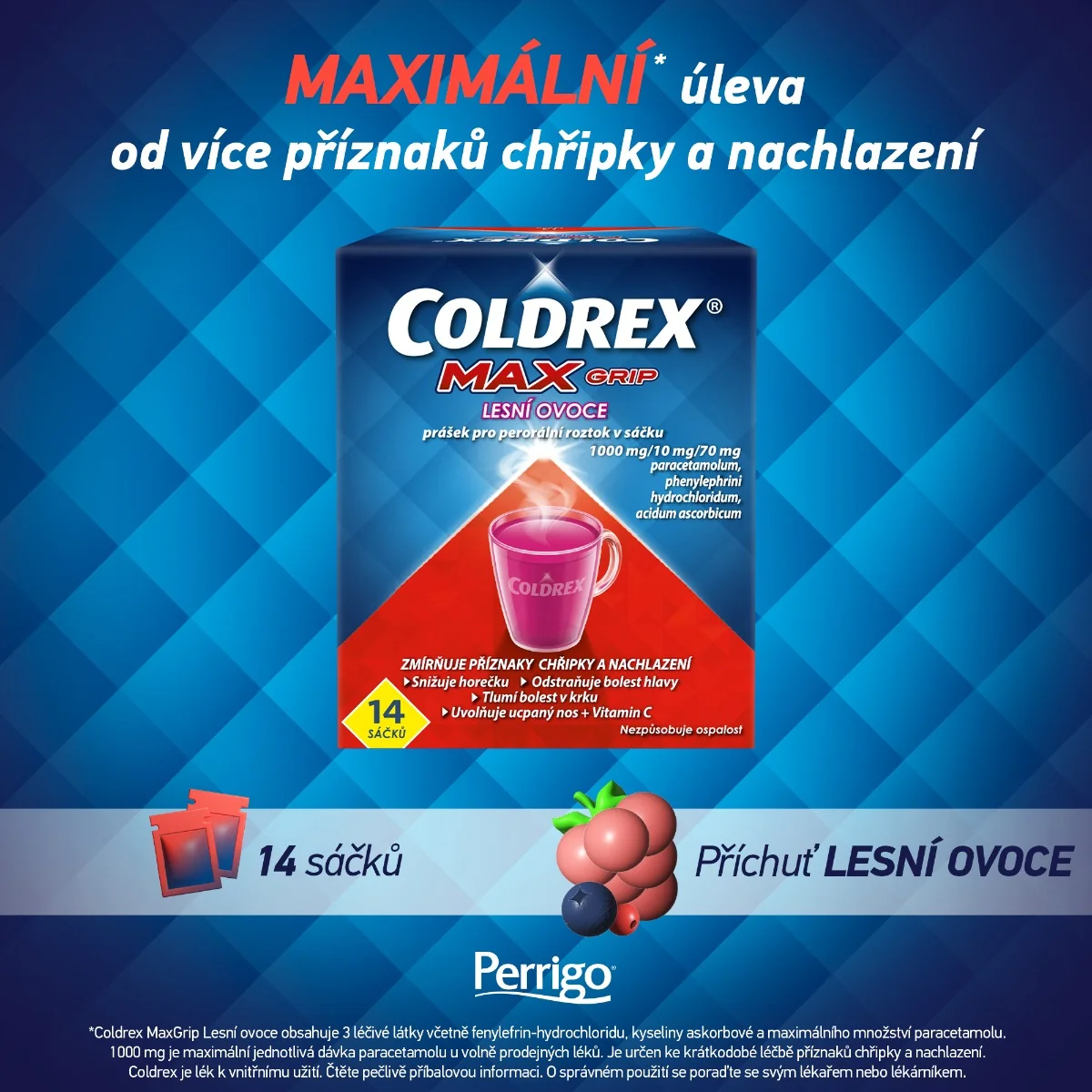 Coldrex MaxGrip Lesní ovoce 14 sáčků