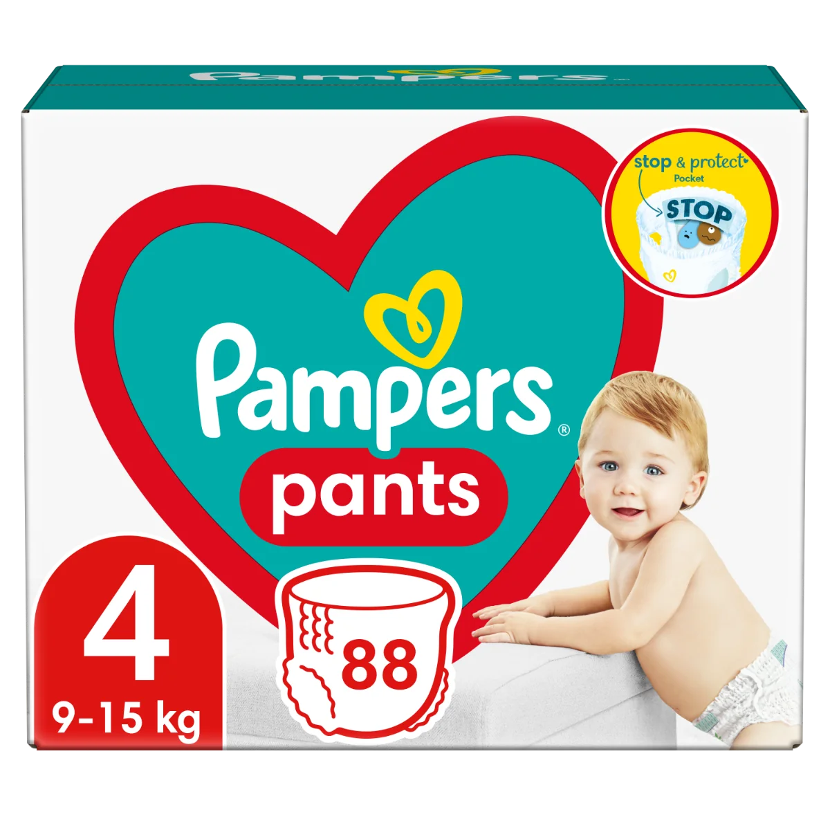 Pampers Pants vel. 4 Monthly Pack 9-15 kg plenkové kalhotky 176 ks