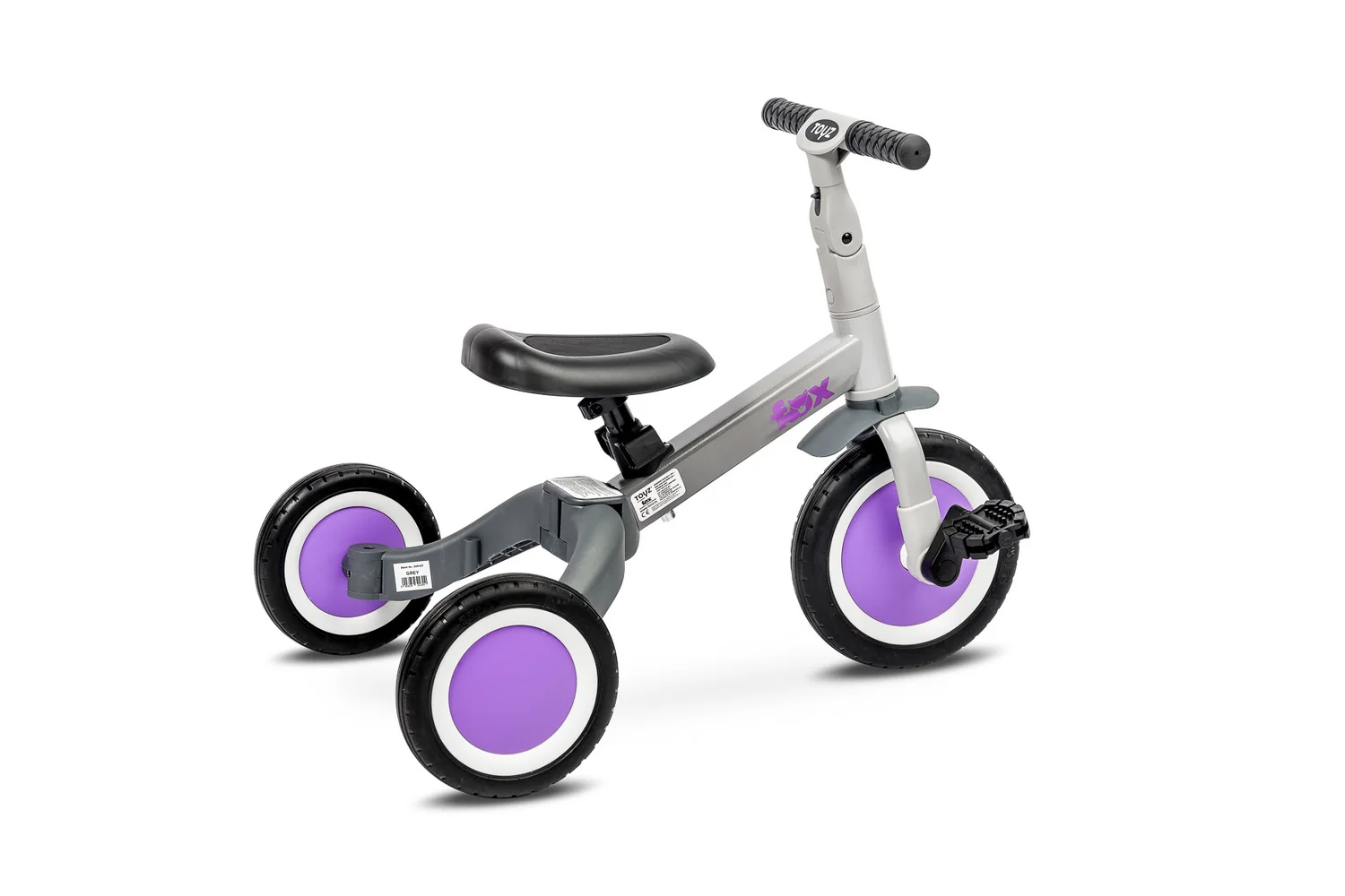 Toyz Multifunkční dětské odrážedlo,  kolo 4v1 Fox - šedé