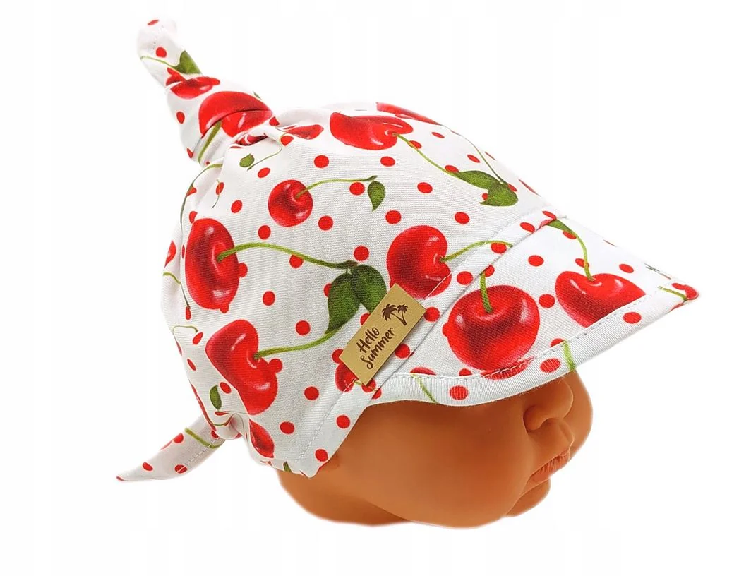 Baby Nellys Dětský bavlněný šátek s kšiltem na zavazování, Premium , třěšničky