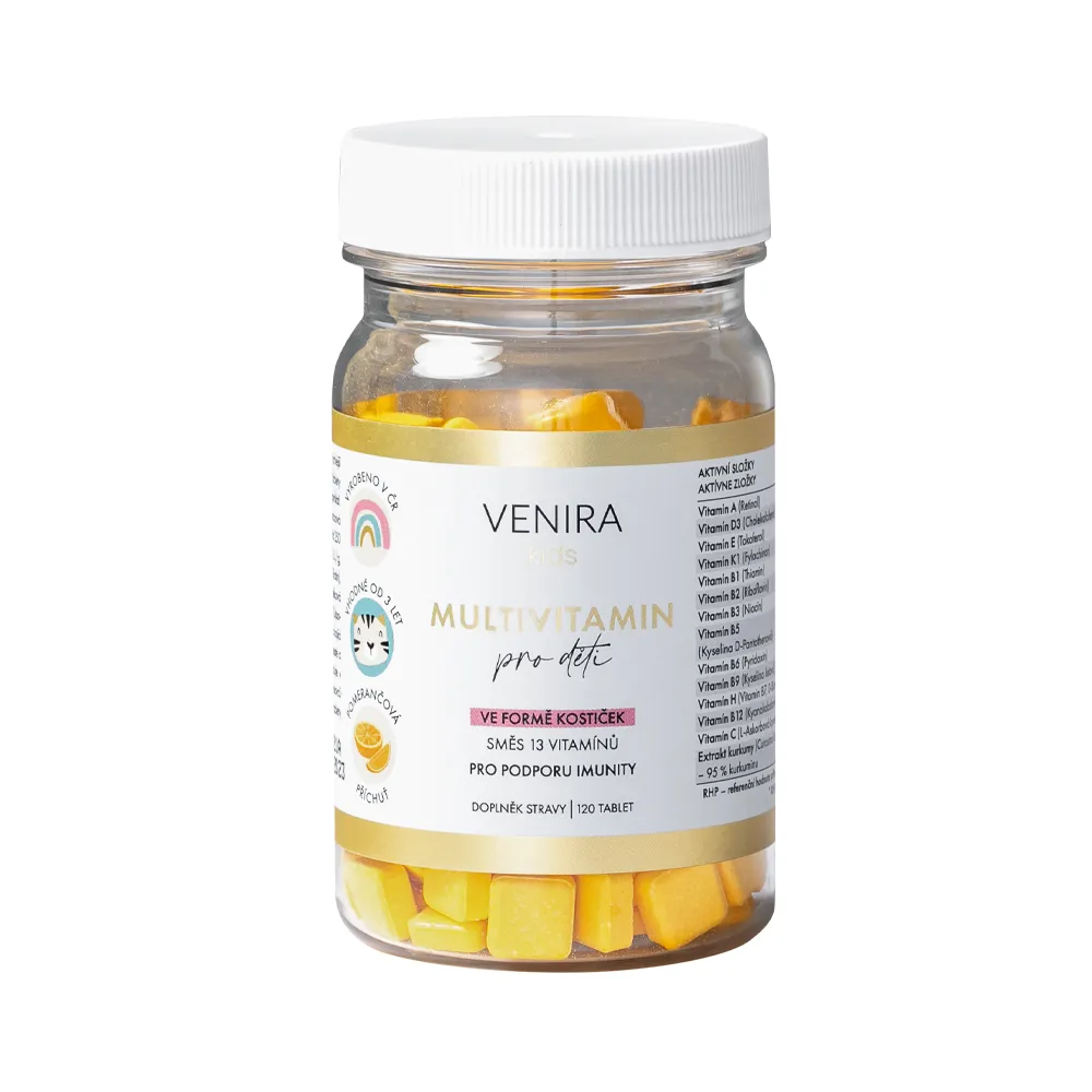 Venira kids Multivitamin pro děti ve formě kostiček pomeranč 120 tablet