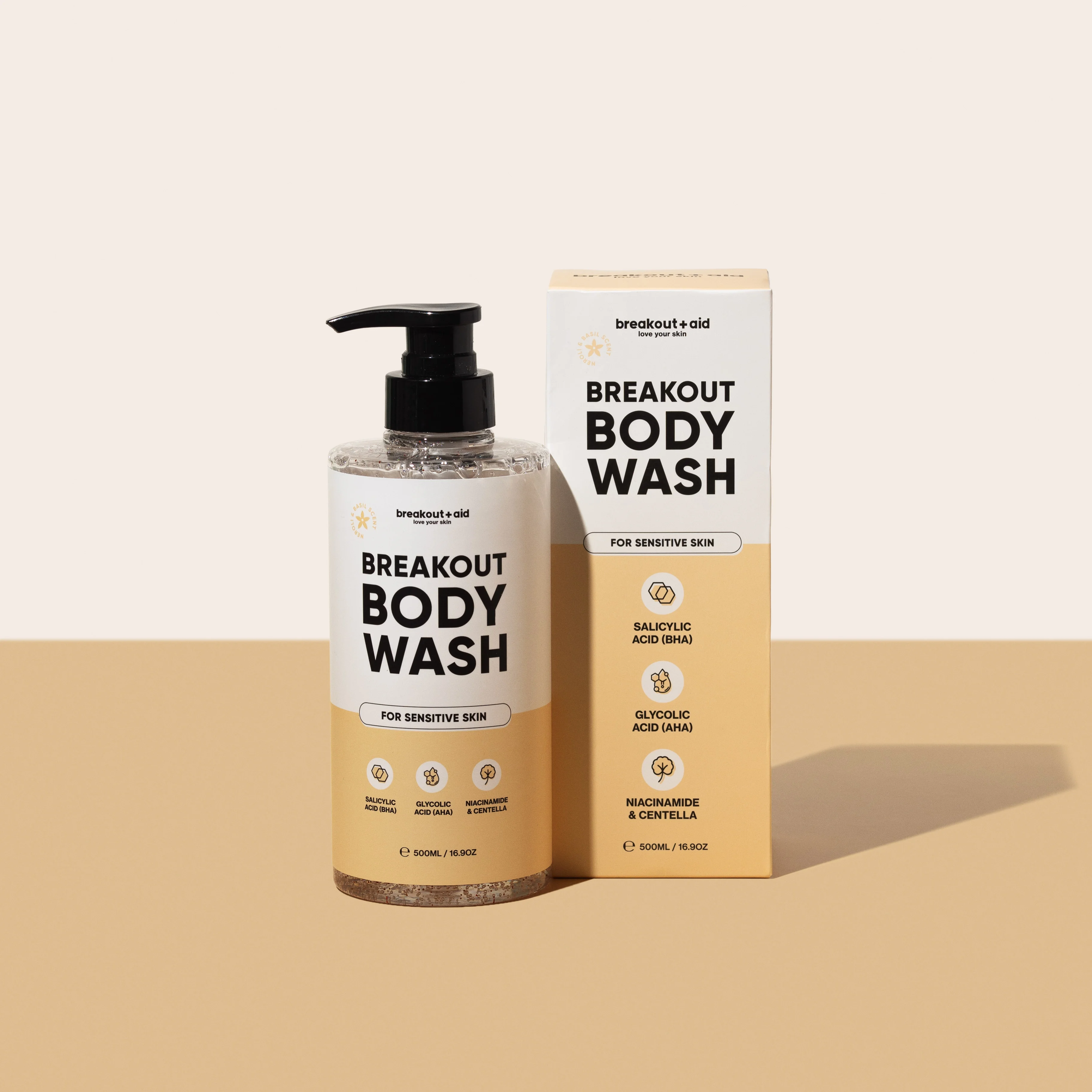 Breakout + Aid Body - Sprchový gel s AHA a BHA