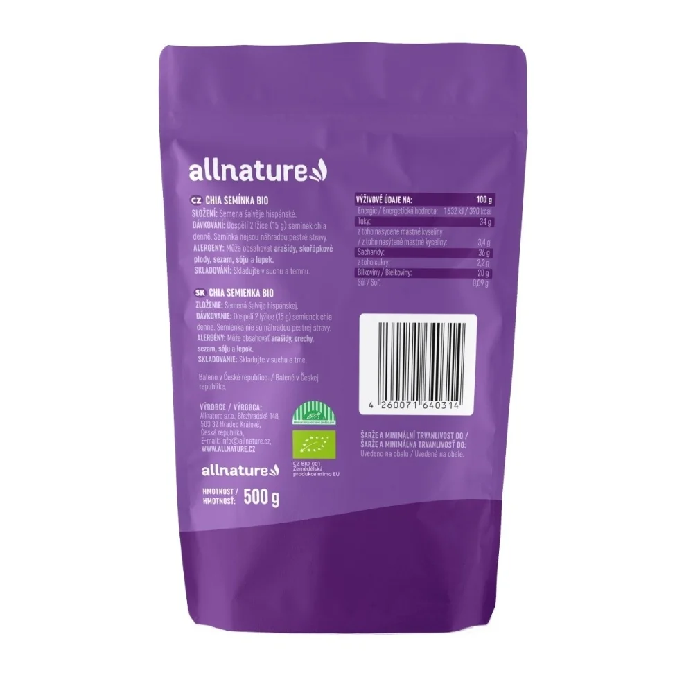 Allnature Chia semínka BIO 500 g