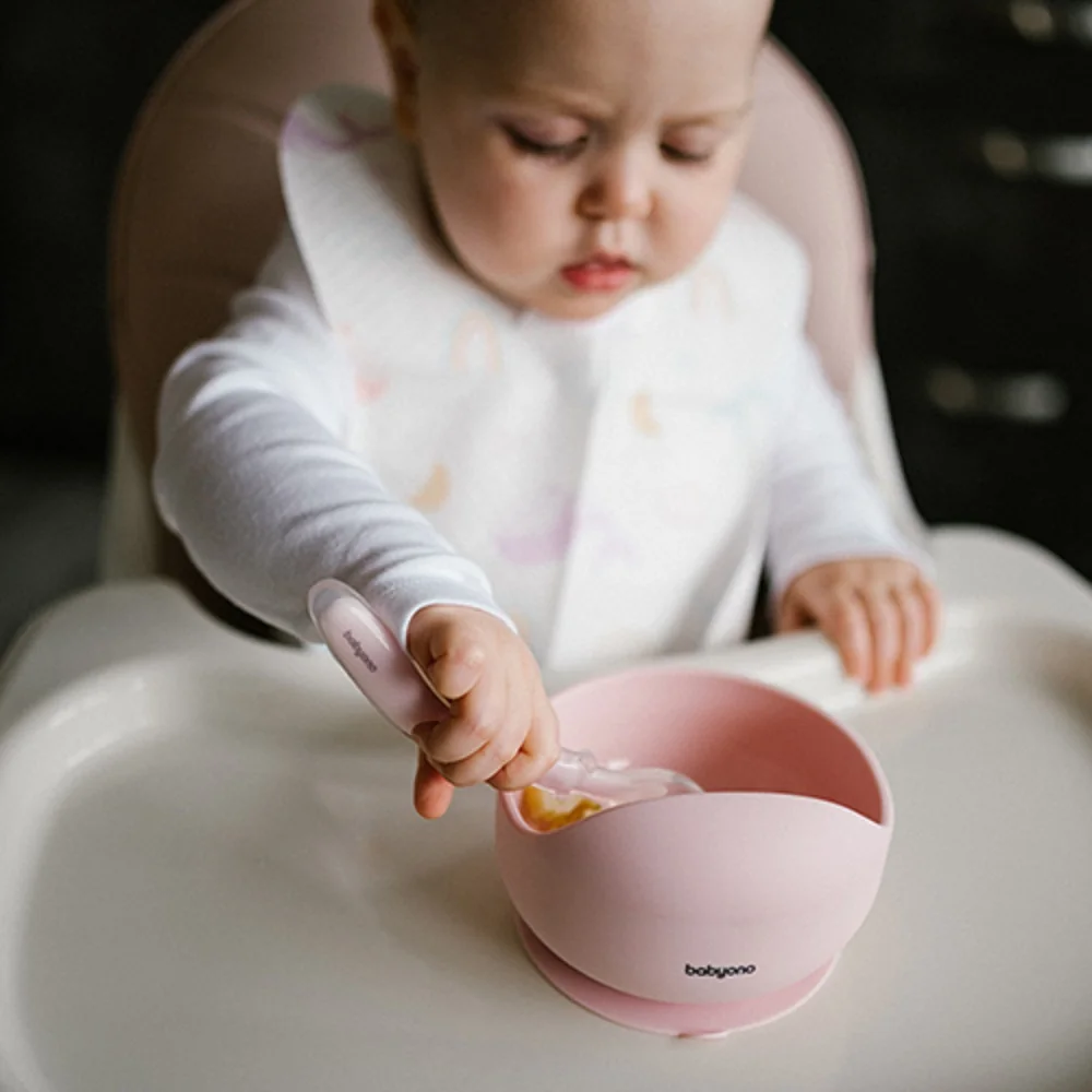 Babyono Silikonová miska s přísavkou - růžová