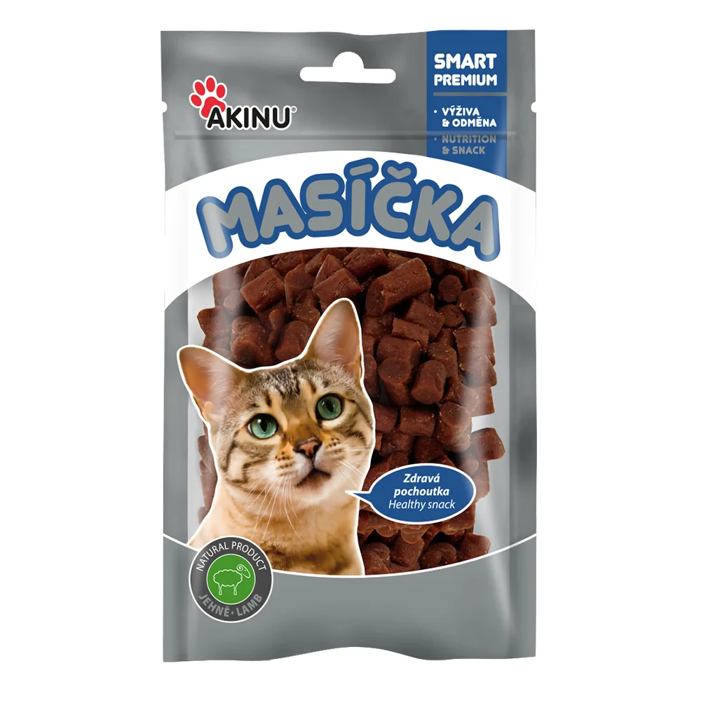 Akinu MASÍČKA Jehněčí kousky pamlsek pro kočky 20 x 50 g