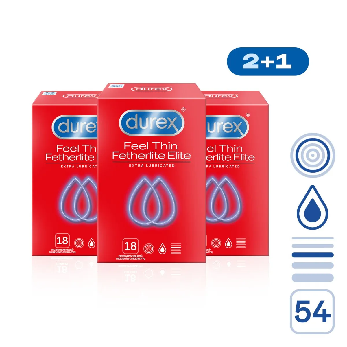 Durex Feel Thin Extra Lubricated kondomy pack 54 ks