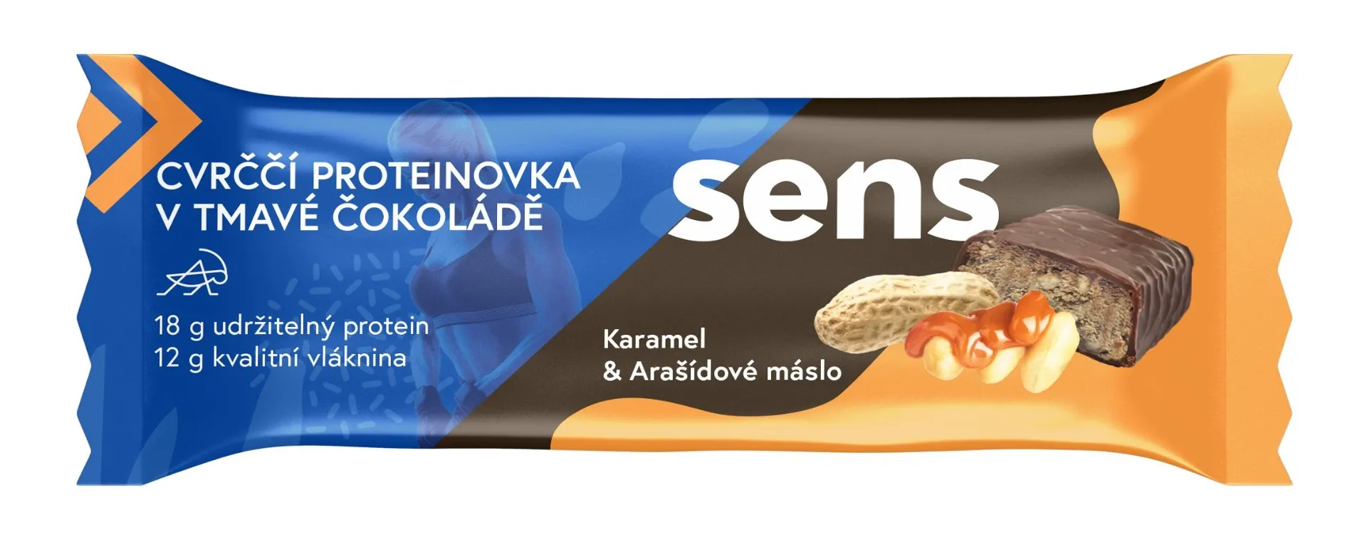SENS Cvrččí proteinovka v tmavé čokoládě Karamel & Arašídové máslo 60 g