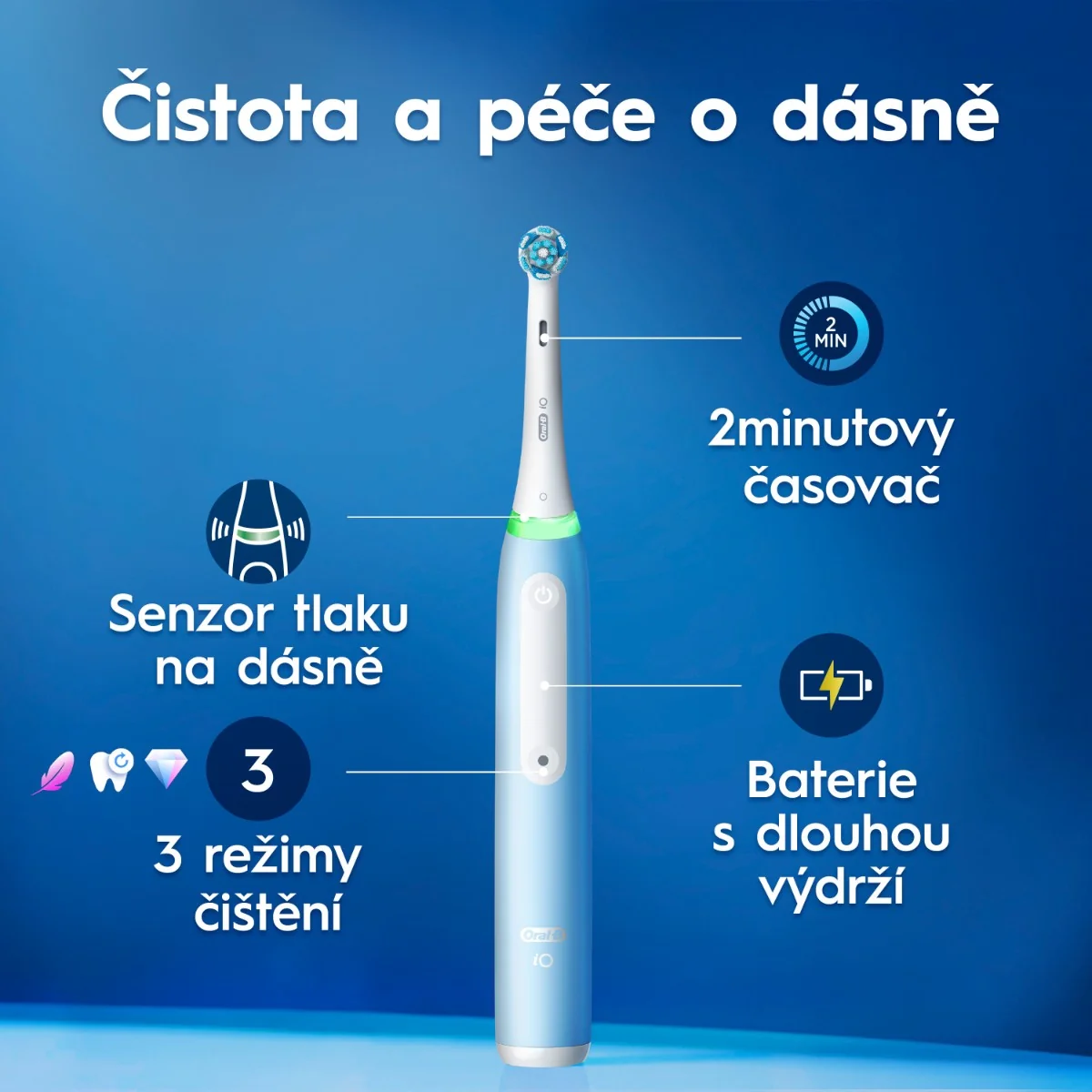 Oral-B iO Series 3 Duo elektrický zubní kartáček 2 ks Black+Ice Blue