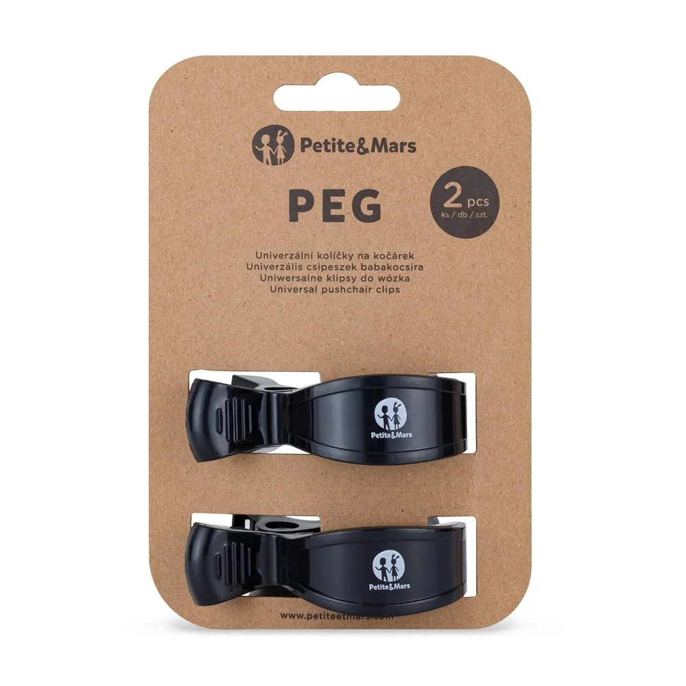 Petite&Mars Kolíček Peg na kočárek (2 ks) Black