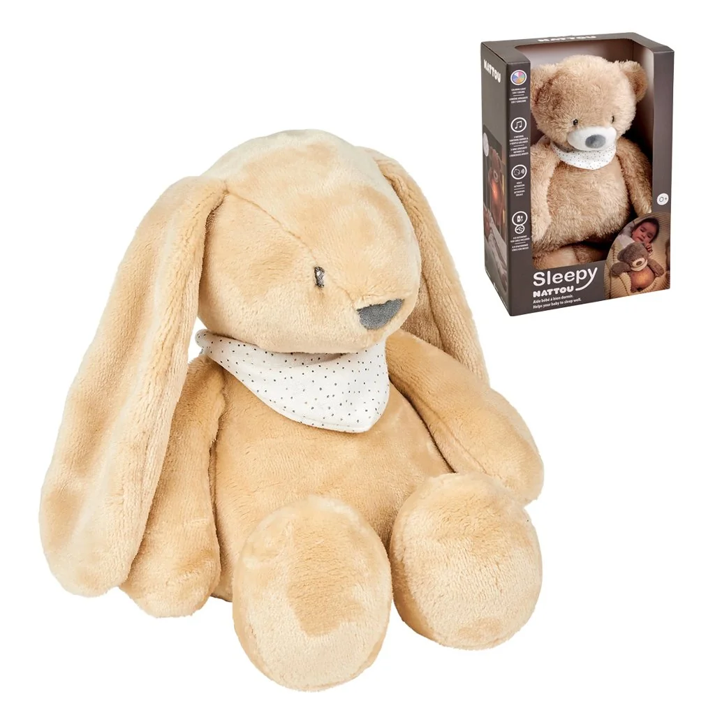 Nattou Uspáváček plyš hudební se světýlkem a senzorem pláče 4v1 Sleepy Bunny Brown 0m+