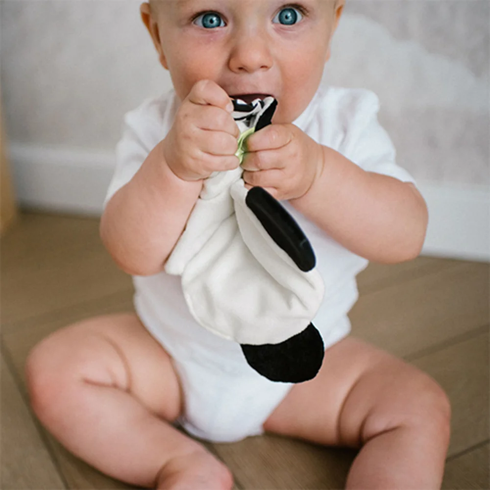 Babyono Plyšová hračka/přítulníček, šustící PANDA POLLY, krémová/černá