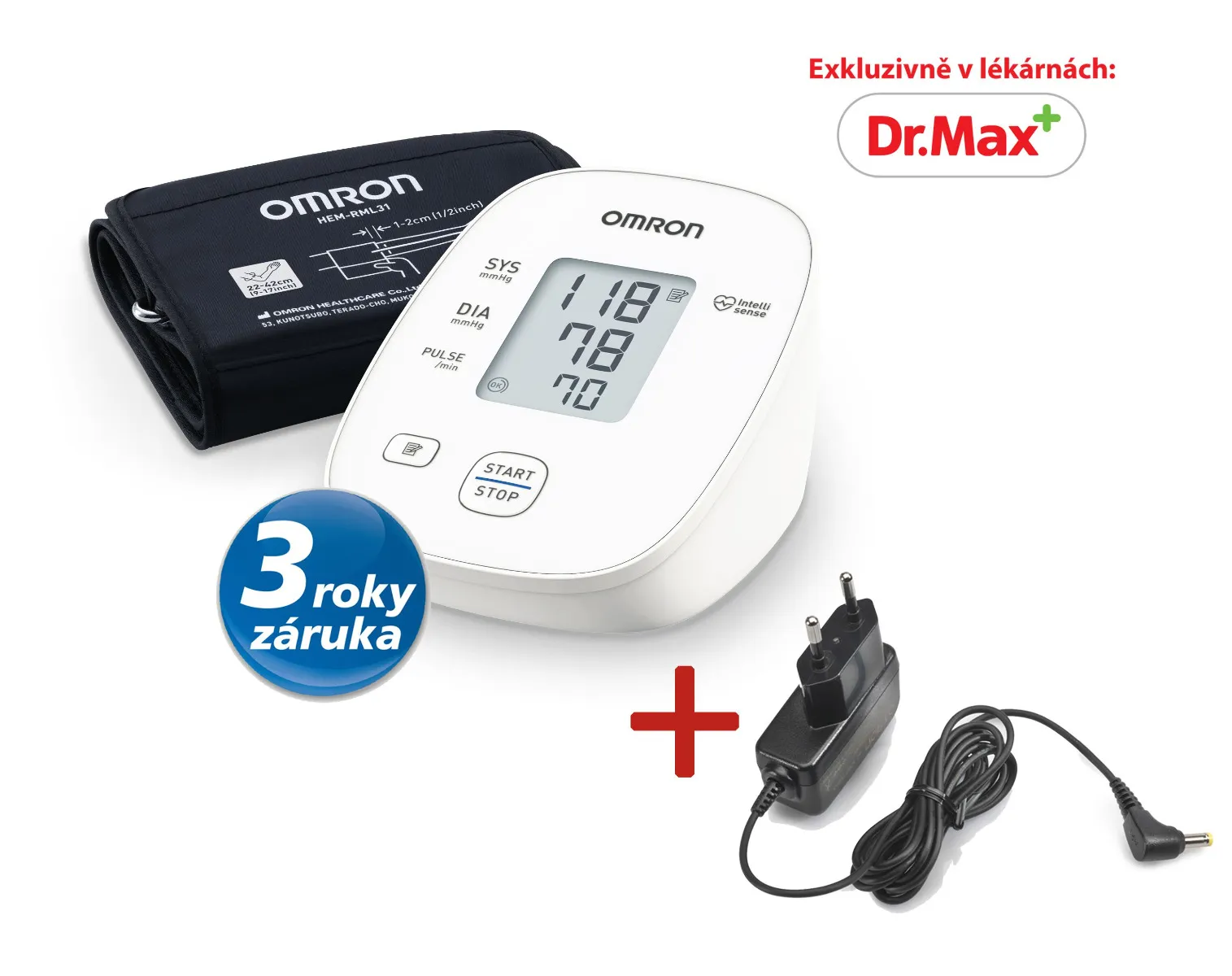 Omron M300 PLUS tonometr + síťový zdroj