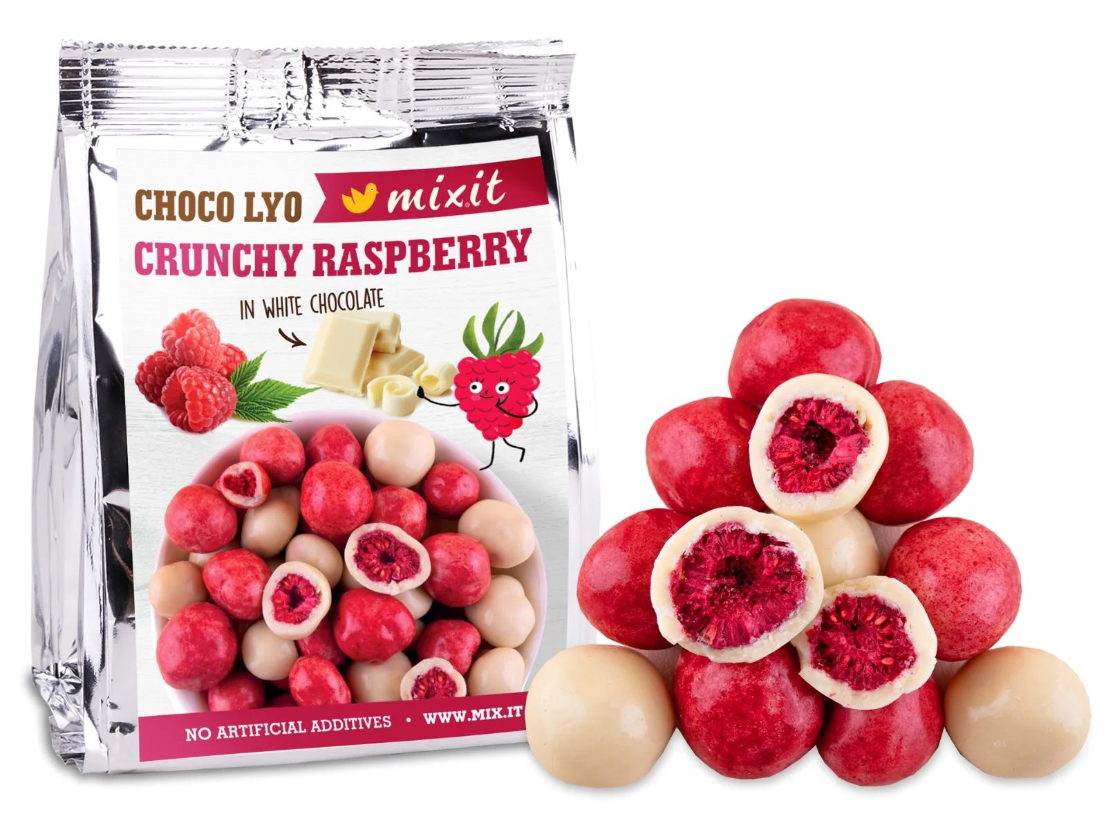 Mixit Křupavé maliny v čokoládě do kapsy 70 g