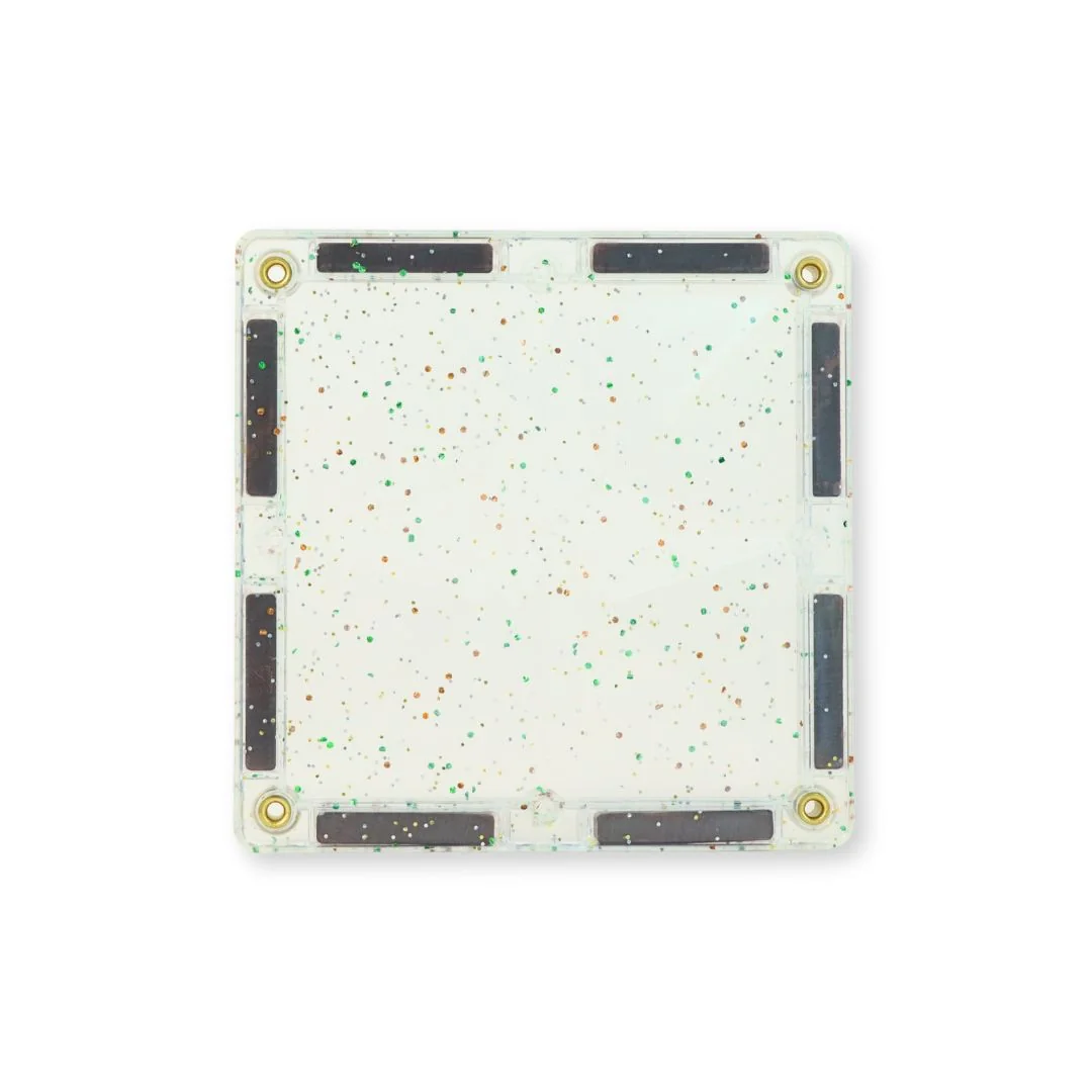 Cleverclixx Magnetická stavebnice Glitter Tiles Pack Transparent - růžové - 16 ks