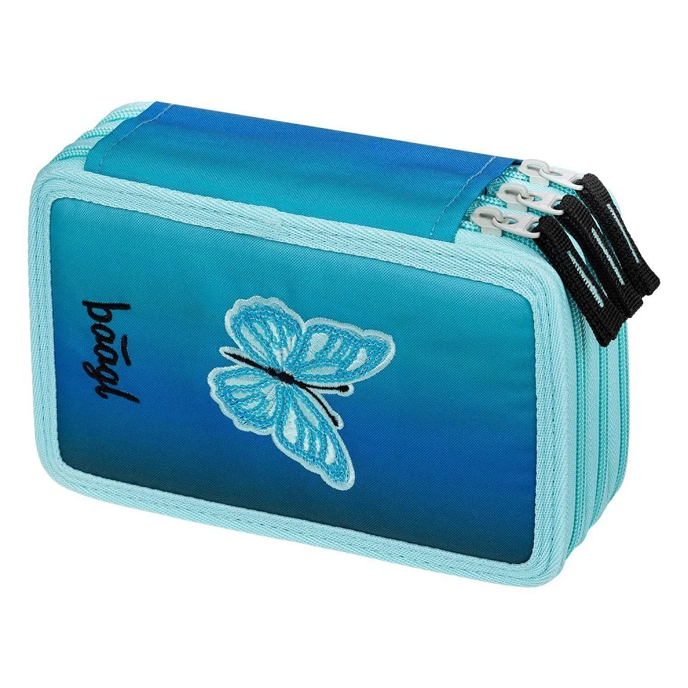 Baagl Školní penál třípatrový Butterfly GRS