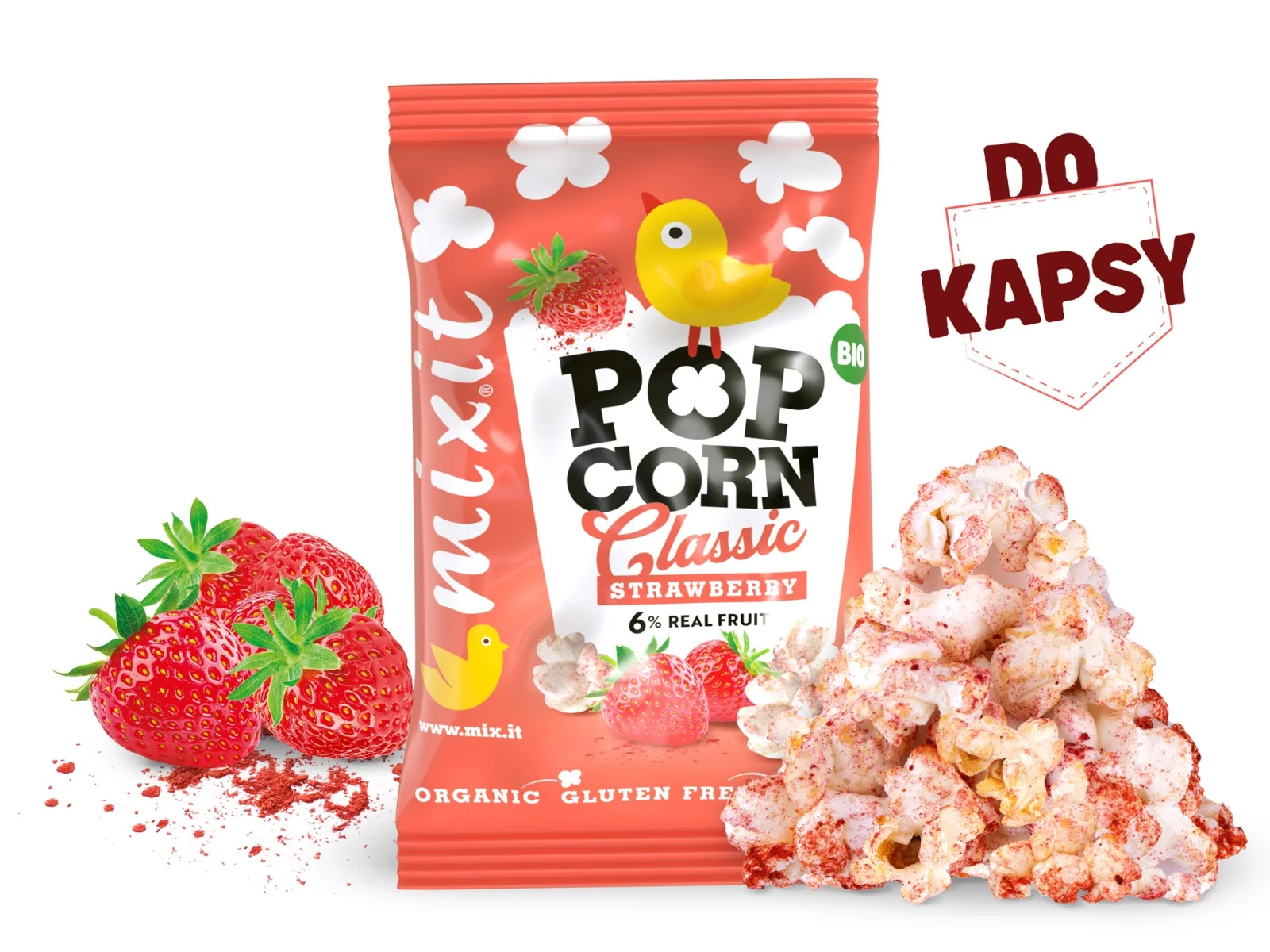 Mixit BIO popcorn do kapsy Jahoda 13 g