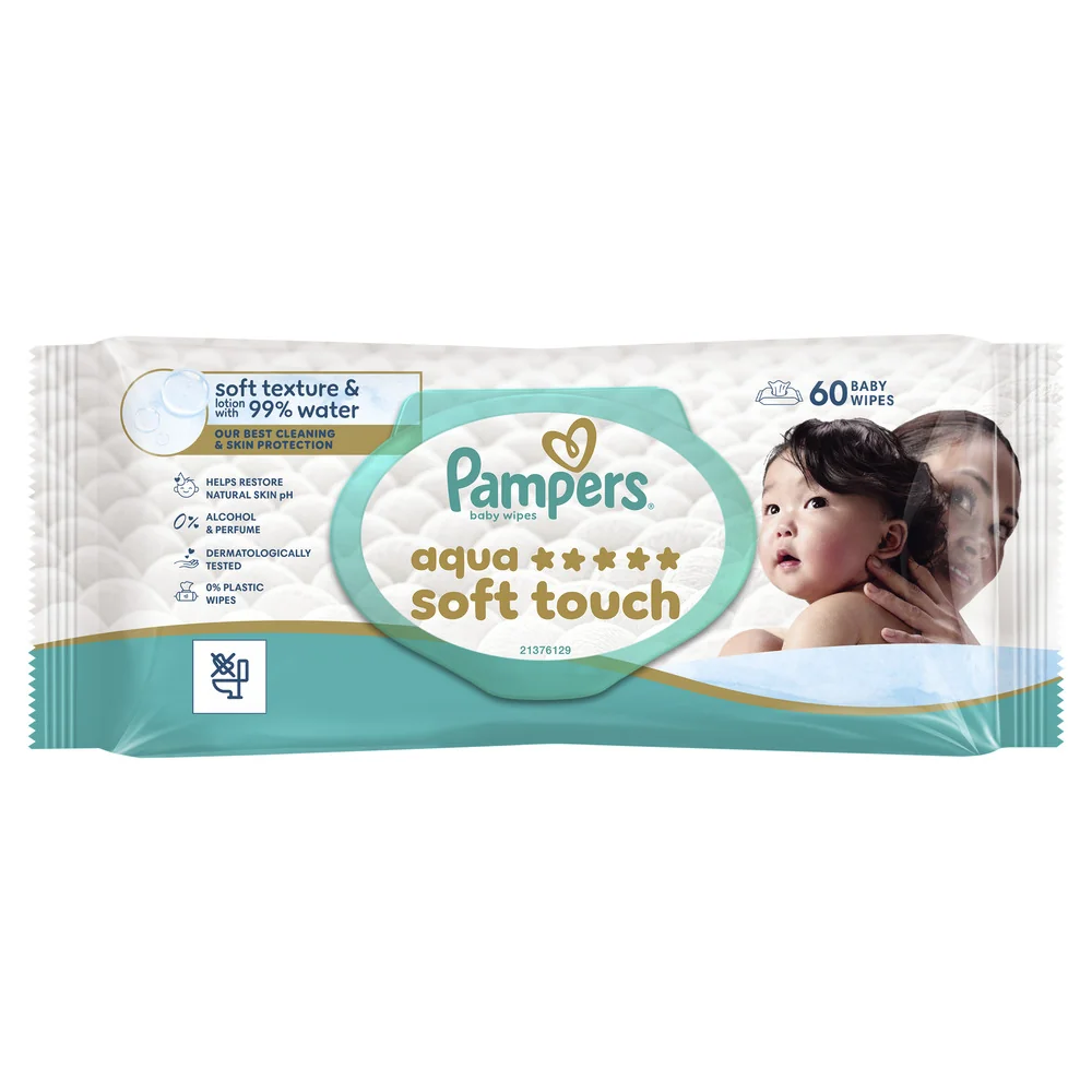 Pampers Aqua Soft Touch dětské čisticí ubrousky 4x60 ks