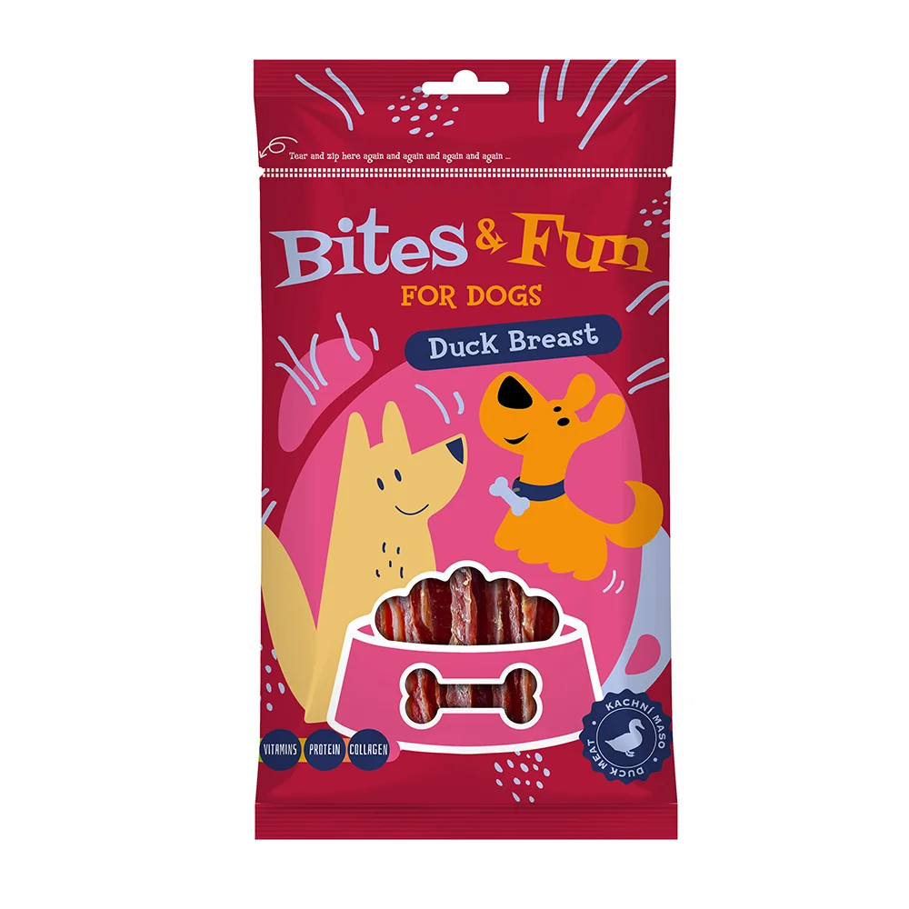 Akinu BITES & FUN Jehněčí & kachní & kuřecí pamlsek pro psy 10 balení 85 g 