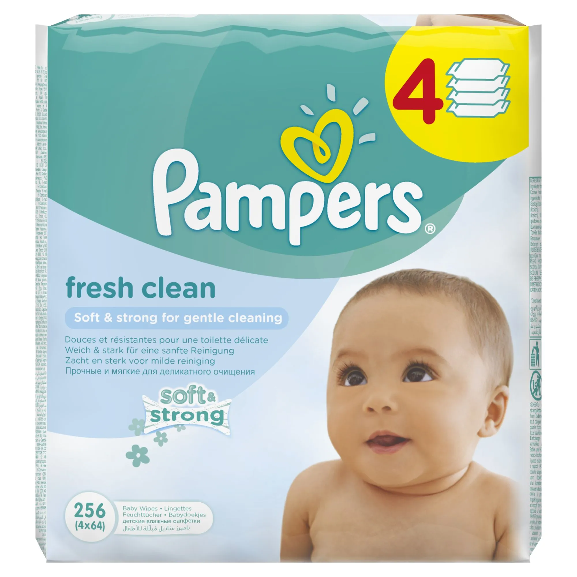 Pampers Fresh Clean  čisticí ubrousky 4x64 ks