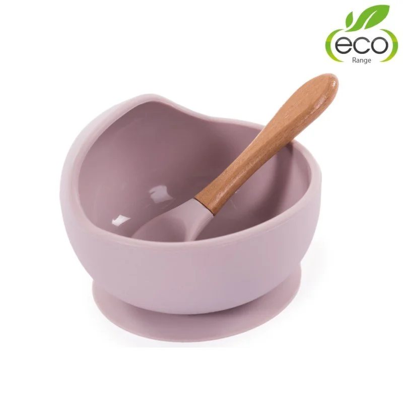 Bo Jungle silikonová miska s přísavkou a lžičkou Pastel Pink