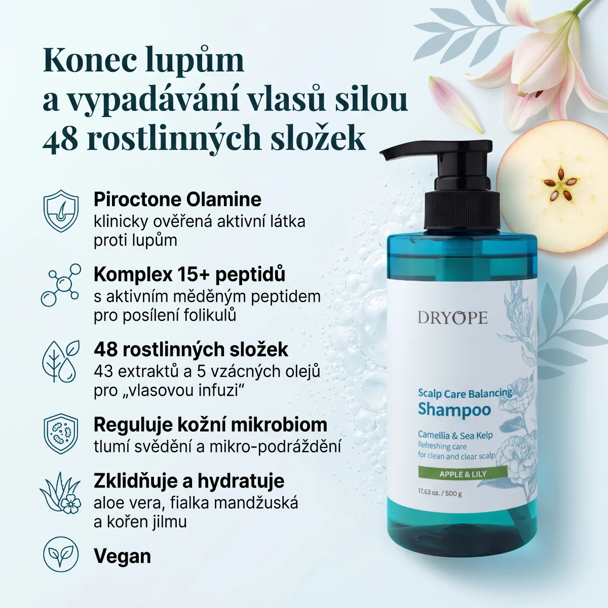 DRYOPE Apple&Lily šampon proti lupům 500 ml