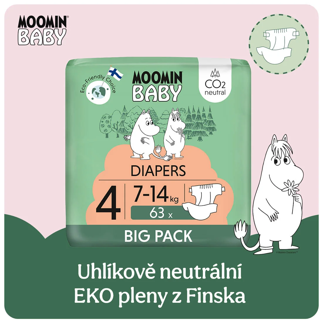 Moomin Baby 4 Maxi 7–14 kg eko pleny 63 ks