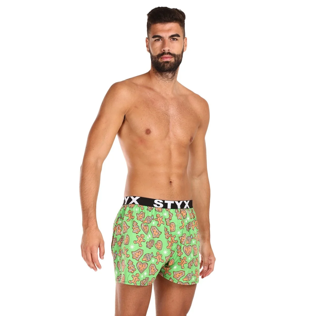 Styx Pánské trenky art sportovní guma Vánoce perníčky (B1753) M