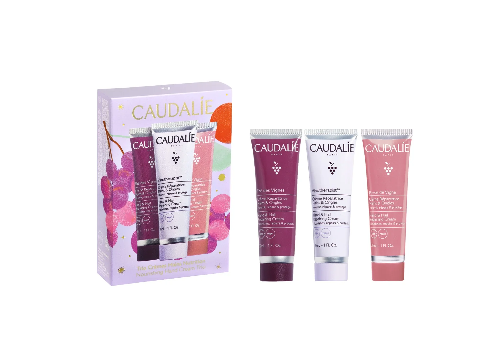 Caudalie Nourishing Hand Cream Trio dárková sada 3x30 ml