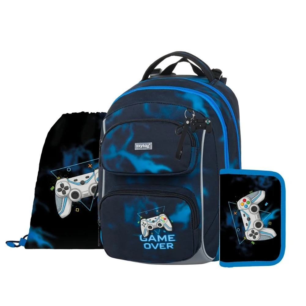 Oxybag OXY JUMPER - školní set Gamer 3 ks: batoh, penál, sáček batoh, penál, sáček