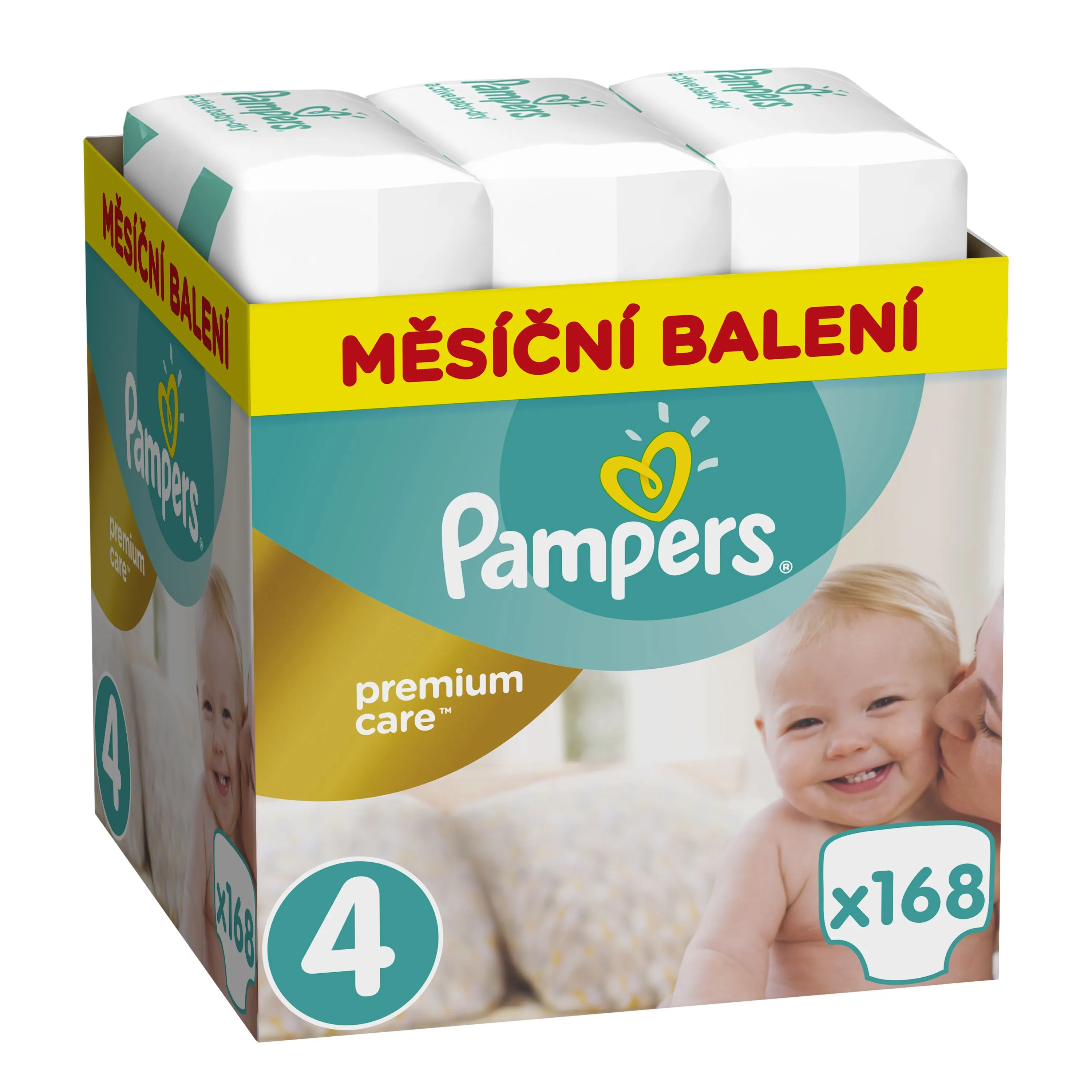 Pampers Premium Care vel. 4 Monthly Pack 9-14 kg dětské pleny 168 ks