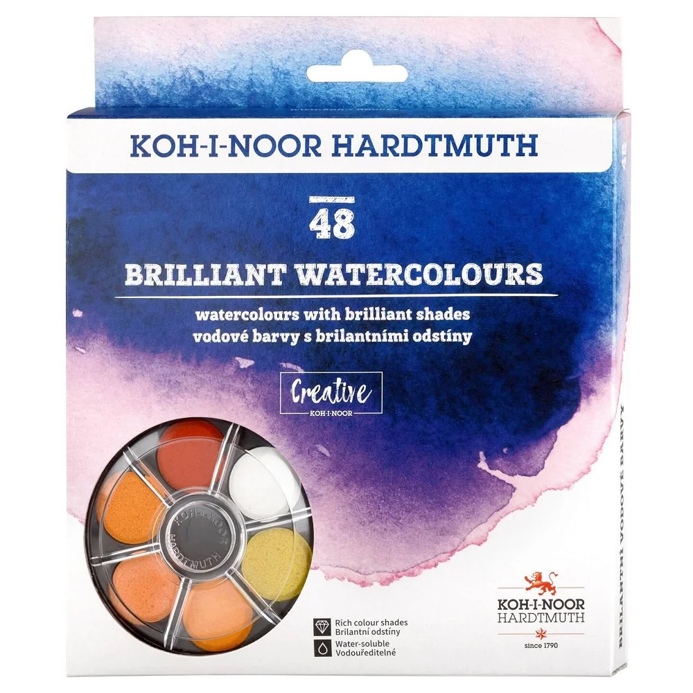 KOH-I-NOOR 174507/4 - sada brilantních vodových barev 22,5 mm - 48 ks