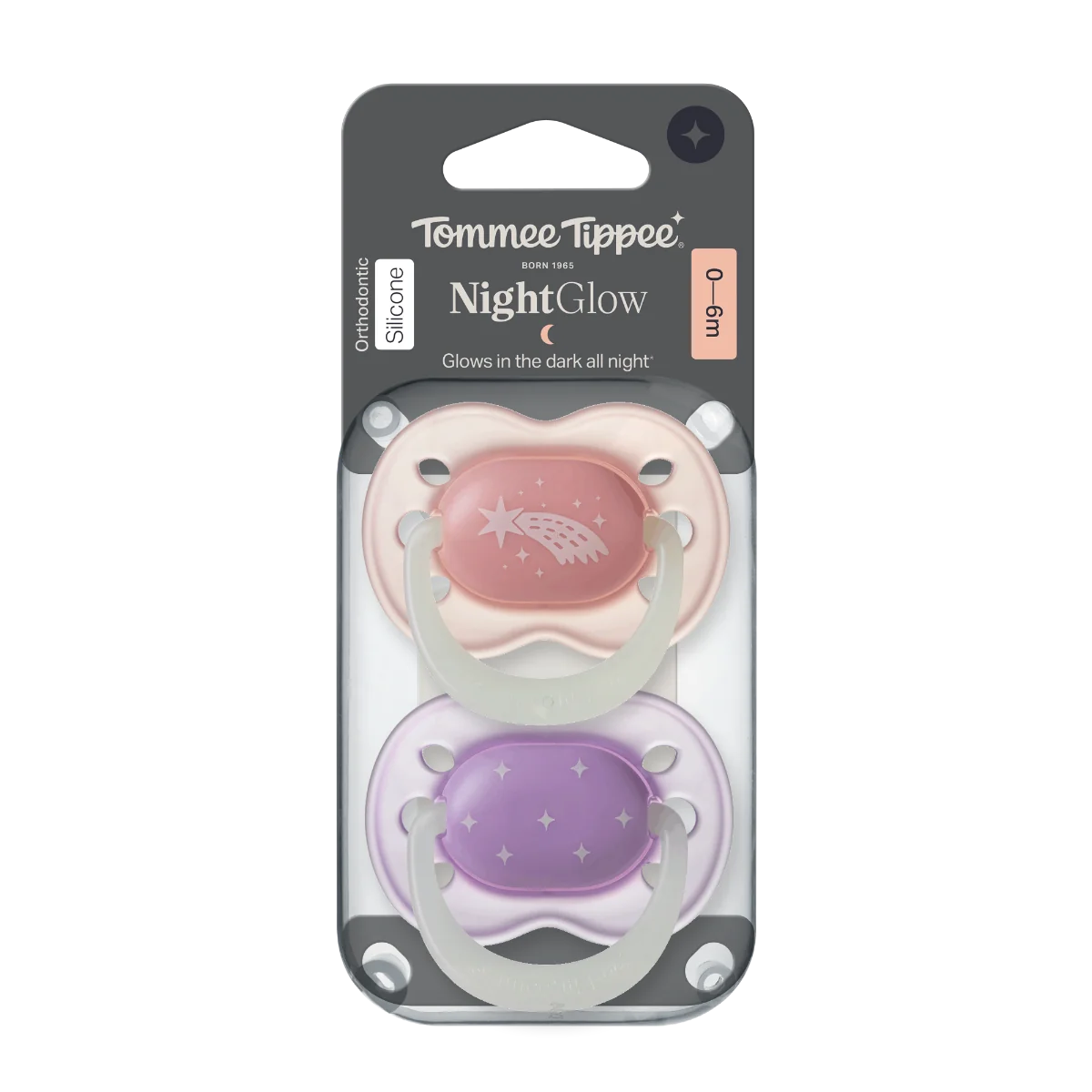 Tommee Tippee SIlikonový dudlík Night 0-6m 2 ks více barevných variant