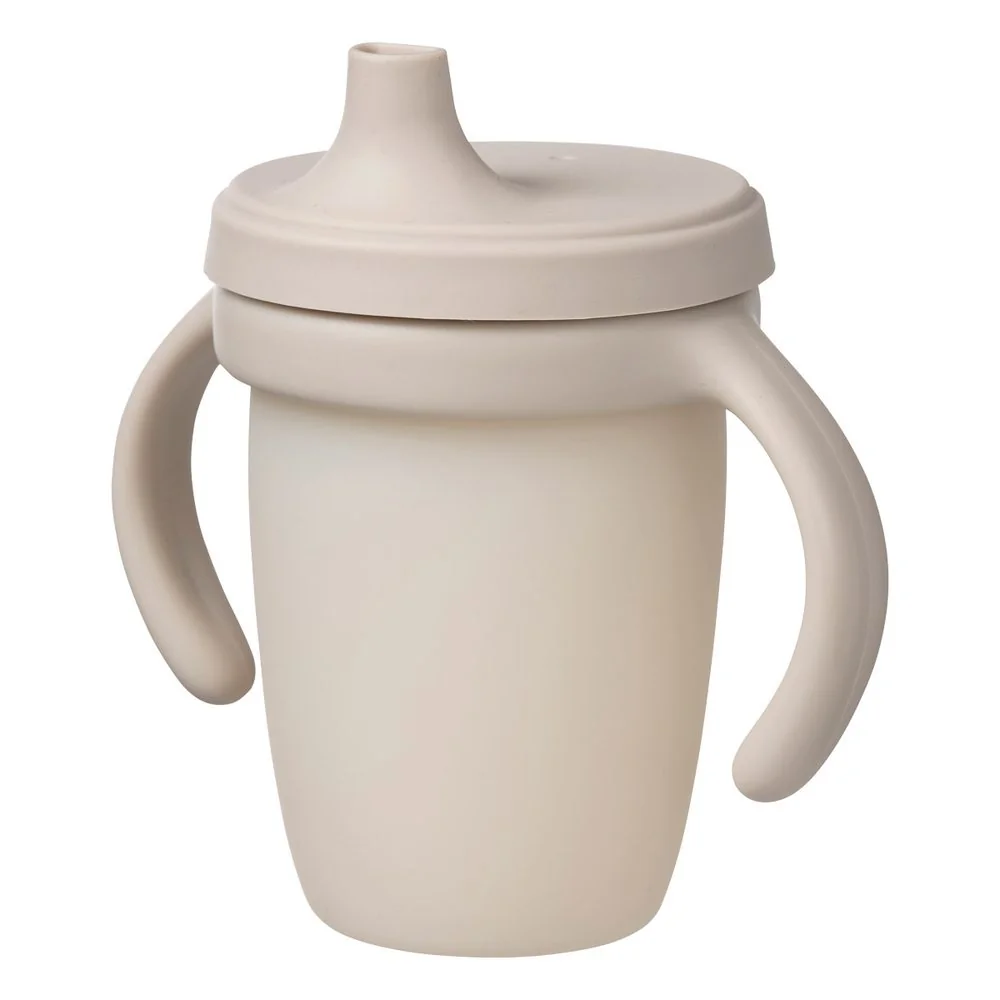 B.BOX Silikonový hrneček s pítkem 240 ml - béžový