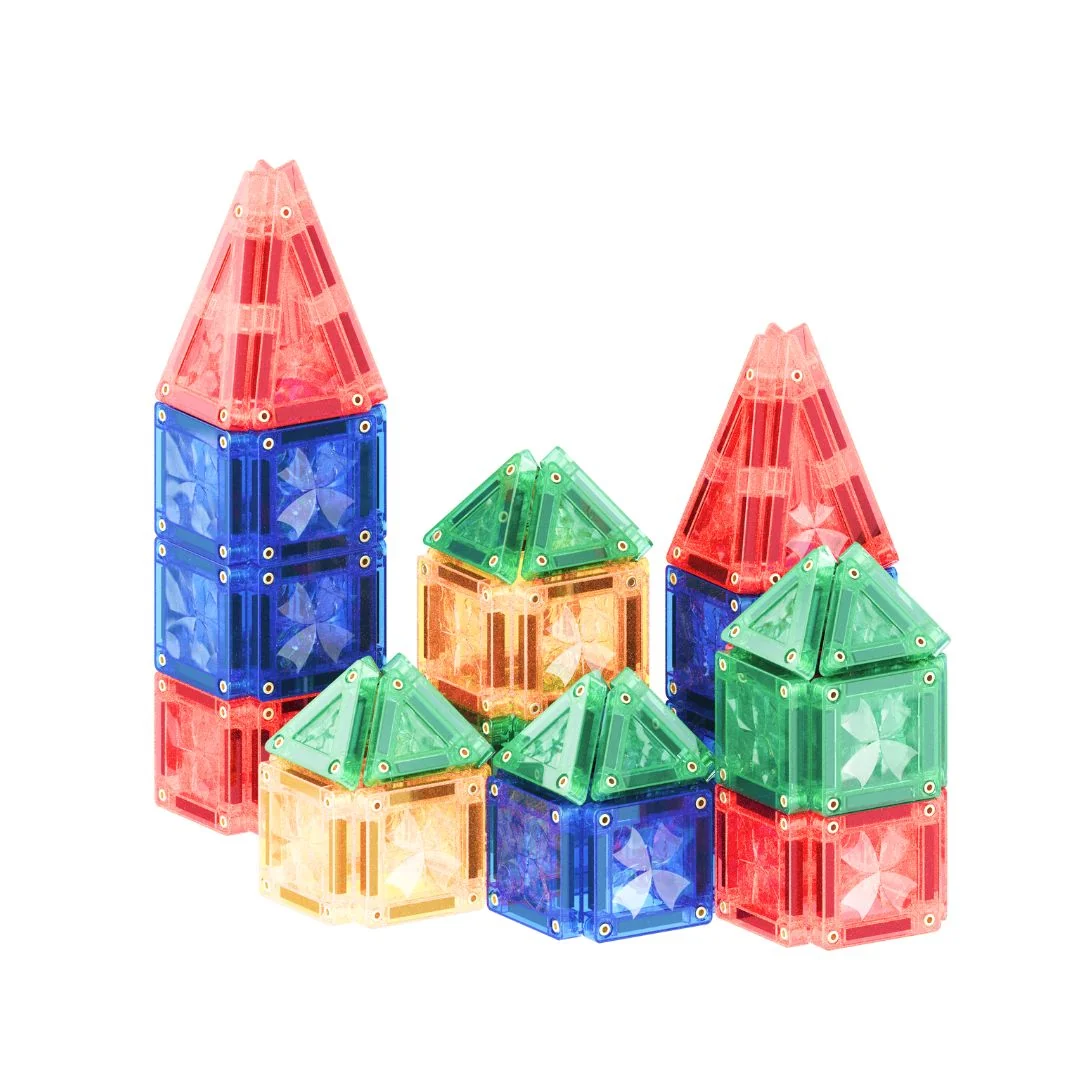 Cleverclixx Magnetická stavebnice Mini Tiles Pack Intense - 28 ks