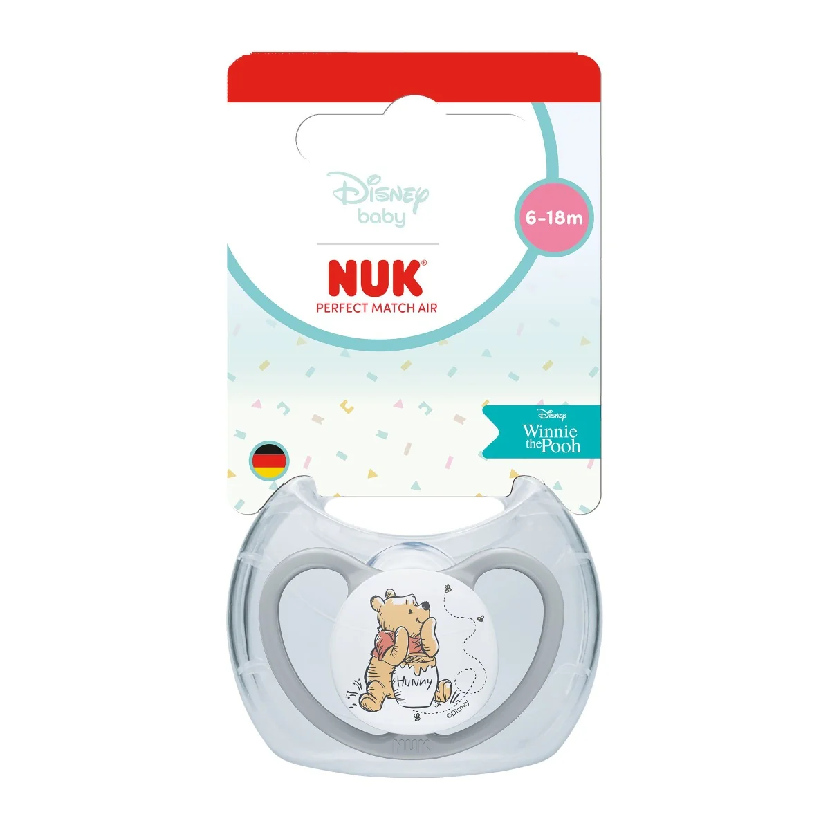 NUK Perfect Match Air Dudlík Disney Medvídek Pú 6–18m box 1 ks grey