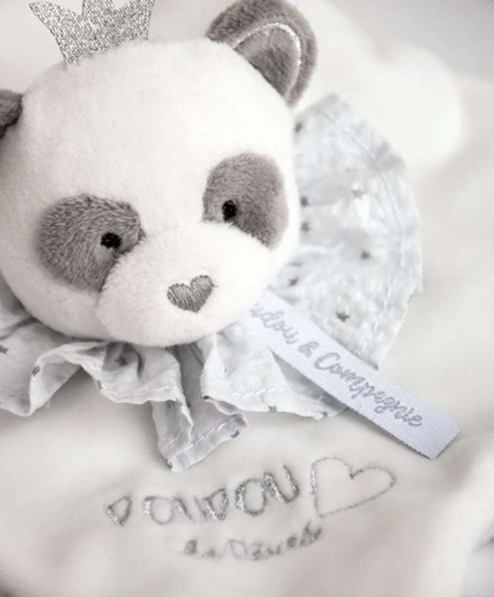 Doudou et Compagnie Paris Dárková sada - plyšový muchláček panda 20 cm